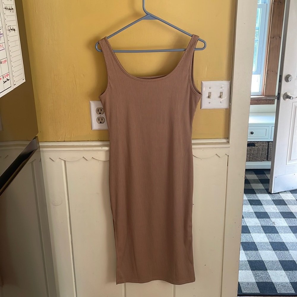 Tan Dress Slits on sides